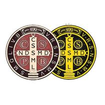 2 Adesivos Medalha de São Bento Tons e Preto Amarelo 6cm