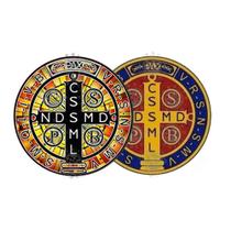 2 Adesivos Medalha de São Bento Vitral e Tradicional 10cm