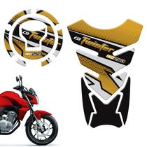 2 Adesivos Moto Honda Cb250 Bocal E Tanque Resinado Dourado