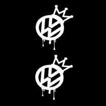 2 Adesivos Volkswagen Coroa 18cm X 15cm - Branco