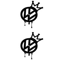 2 Adesivos Volkswagen Coroa 18cm X 15cm - Preto