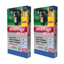 2 Advantage Max 3 Antipulgas Cães Acima 25kg Total 6 Pipetas