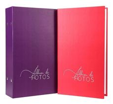 2 Albuns Para 500 Fotos 10X15 Cada Roxo +Vermelho