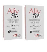 2 Aliv Pet 50 Mg Suplemento Alimentar para Cães Cachorro Cão Gatos 80 comprimidos Kit