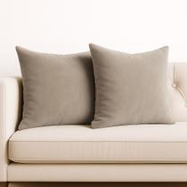2 Almofadas Cheia Veludo Macio Premium Sala Sofa Quarto Decorativa 45x45 Areia