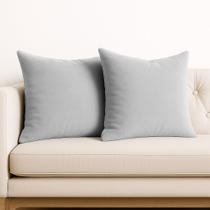 2 Almofadas Cheia Veludo Macio Premium Sala Sofa Quarto Decorativa 45x45 Cinza