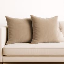 2 Almofadas Cheia Veludo Sofa Decorativa 45x45 Bege Escuro 2 Almofadas Cheia Veludo Sofa Decorativa 45x45 Bege Escuro