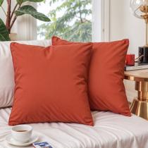 2 Almofadas Cheia Veludo Sofa Decorativa 45x45 Terracota