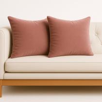 2 Almofadas Cheia Veludo Suede Sofa Decorativa 45x45 Rosa