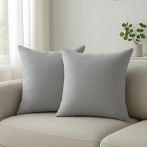 2 Almofadas Cheias em Linho Premium Luxo Sofa Decorativa 45x45 Cinza