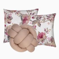 2 Almofadas Decorativas Cheias Sala Sofá + Almofada Nó Avelã