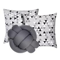 2 Almofadas Decorativas Cheias Sala Sofá + Almofada Nó Cinza