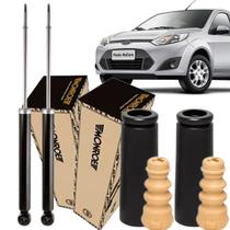 2 Amortecedor Fiesta Hatch Sedan Traseiro Kit Batente Coifa