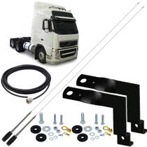 2 Antena Inox Px 1,40 metros Alongador 15cm Suporte Dianteiro Volvo Fh Cabo 5,5m Parafusos Fixação - STEELBRAS