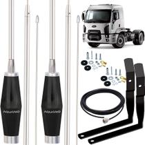 2 Antena Inox Px 1,40m Alongador 40cm Ford Cargo Cabo 5,5m Parafusos Anti-furto