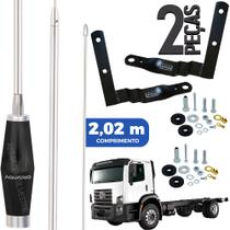 2 Antena Inox Px 1,40m Alongador 60cm Suporte Parabrisa Constellation Parafusos Anti-Furto - AQUARIO