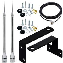 2 Antena Marinox Px 2,70 metros Alongador 60cm Suporte Volvo Fh Cabo 5,5 metros Parafusos Anti-Furto