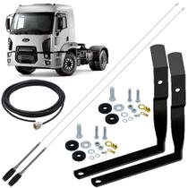 2 Antena Móvel Inox Px 1,40m Alongador 15cm Suporte Dianteiro Ford Cargo Cabo 5,5m Parafusos Fixar