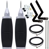 2 Antena Móvel PX 2,70 metros B-2003p + Suporte Caminhão Volkswagen Delivery Parafuso Anti-Furto + 2 Prolongador Inox 60cm + 2 Cabo Coaxial 5,5 Metros