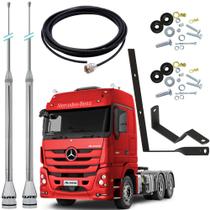 2 Antena Móvel Px Inox 2,70m Alongador 60cm Suporte Traseiro Mb Mercedes Benz Actros Cabo 5,5m