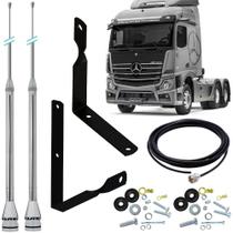 2 Antena Móvel Px Inox 2,70m Alongador 60cm Suporte Traseiro Novo Mb Mercedes Benz Actros Cabo 5,5m