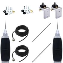 2 Antena Móvel PX Marinox 2,70 Metros B-2003p 2 Cabo Coaxial 5,5 metros 2 Prolongador Inox 60cm 2 Suporte Universal 2 Kits Parafusos Anti-Furto