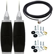 2 Antena Móvel PX Marinox 2,70 metros Radio Amador Caminhão B-2003p Cabo Coaxial 5,5 metros B-3001 2 Kit de Parafusos Anti-Furto R-30