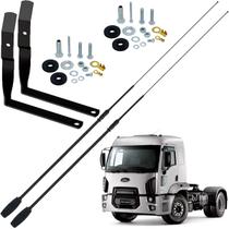 2 Antena Px Bobinada Black Argentina 1,50m Suporte Frontal Dianteiro Ford Cargo Parafusos