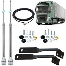 2 Antena Px Inox 2,70m Prolongador 60cm Suporte Traseiro Volvo Fh Cabo 5,5m Parafusos