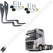 2 Antena Px Inox Mini Maria Mole 1,40 metros Suporte Dianteiro Volvo Fh Parabrisa Parafusos Anti-Furto