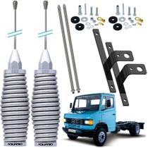 2 Antena Px Mola Inox 2,70 metros B-2003 Suporte Dianteiro Capô Mercedinho 709 710 Alongador 60cm Parafusos Anti-Furto