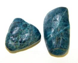 2 Apatita Azul Rolada Natural Ideal Para Esoterismo Coleção