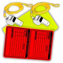 2 Apito De Metal Com Cordão + Cartão De Árbitro Futebol Kit