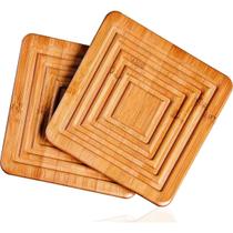 2 Apoio Para Panela 100% Bamboo - 2 Peças Mor 18x18x1,9