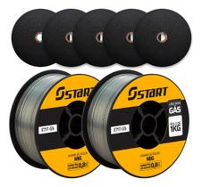 2 Arames De Solda Mig Uso Sem Gás 0,8mm 1 Kg V8 Brasil + 5 Discos De Corte Para Ferro E Inox 2 Arames De Solda Mig Uso Sem Gás 0,8mm 1 Kg V8 Brasil + 5 Discos De Corte Para Ferro E Inox