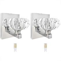 2 Arandela Cristal Cromado Cindy Banheiro Bet41 + Led