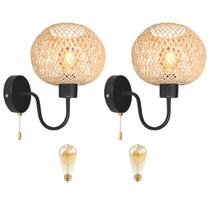 2 Arandela De Bambu Interruptor Cordinha Sala Nat91 + Led 2 Arandela De Bambu Interruptor Cordinha Sala Nat91 + Led