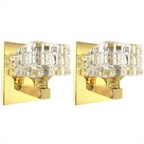 2 Arandela De Cristal K9 Dourado Polido Cabeceira G9 Bet39