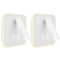 2 Arandela De Leitura Led Interruptor Branco Quarto Bet51