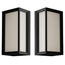 2 Arandela De Parede Luz Direta Forte Led Retangular Gelo Luminaria Parede Muro 20w Bivolt IP54