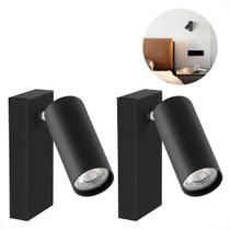 2 Arandela Direcionável Estilo Spot Preto Mr11 Lup84