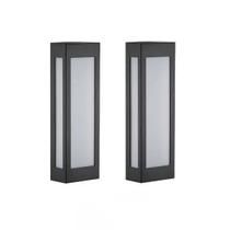 2 Arandela Externa 40cm E-27 Preto Retangular Muro Alz66