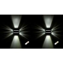 2 Arandela Externa Facho Duplo 2 Aletas Preta Ali76 + Led 3w 6000k