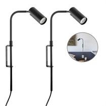 2 Arandela Interna Preto Articulada Cabeceira Plug Lup87