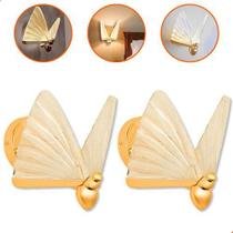 2 Arandela P/ Parede Borboleta 5w Led Dourada Decorativa