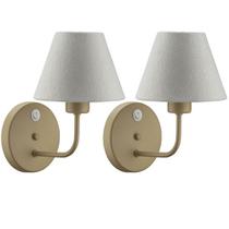 2 Arandelas de Parede em Alumínio Dourado Cúpula Tecido Natural com Interruptor Abajur Quarto Bivolt 2 Arandelas de Parede em Alumínio Dourado Cúpula Tecido Natural com Interruptor Abajur Quarto Bivolt