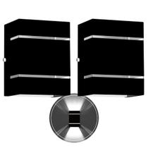 2 Arandelas Externa 2 Frisos Foco Fachos Parede Muro Preto