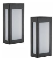2 Arandelas Externa Luminária De Parede Quadrada Preto 441