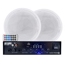 2 Arandelas Redonda Som Ambiente + Receiver Bluetooth Audio