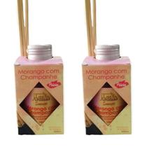 2 Aromatizador Ambiente de Morango e Champanhe Perfumador Vareta 100ml Difusor Luz Aroma - Envio Já